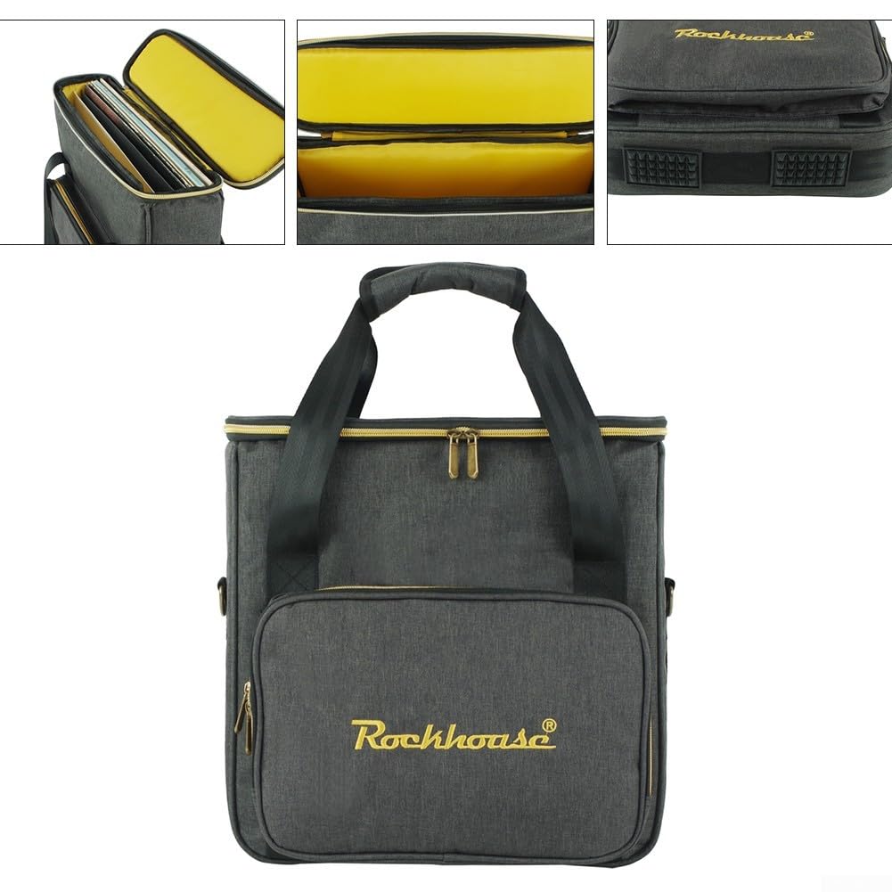 Custodia per dischi in vinile, grigio, borsa per 10 LPs, impermeabile, antiurto, con tracolla