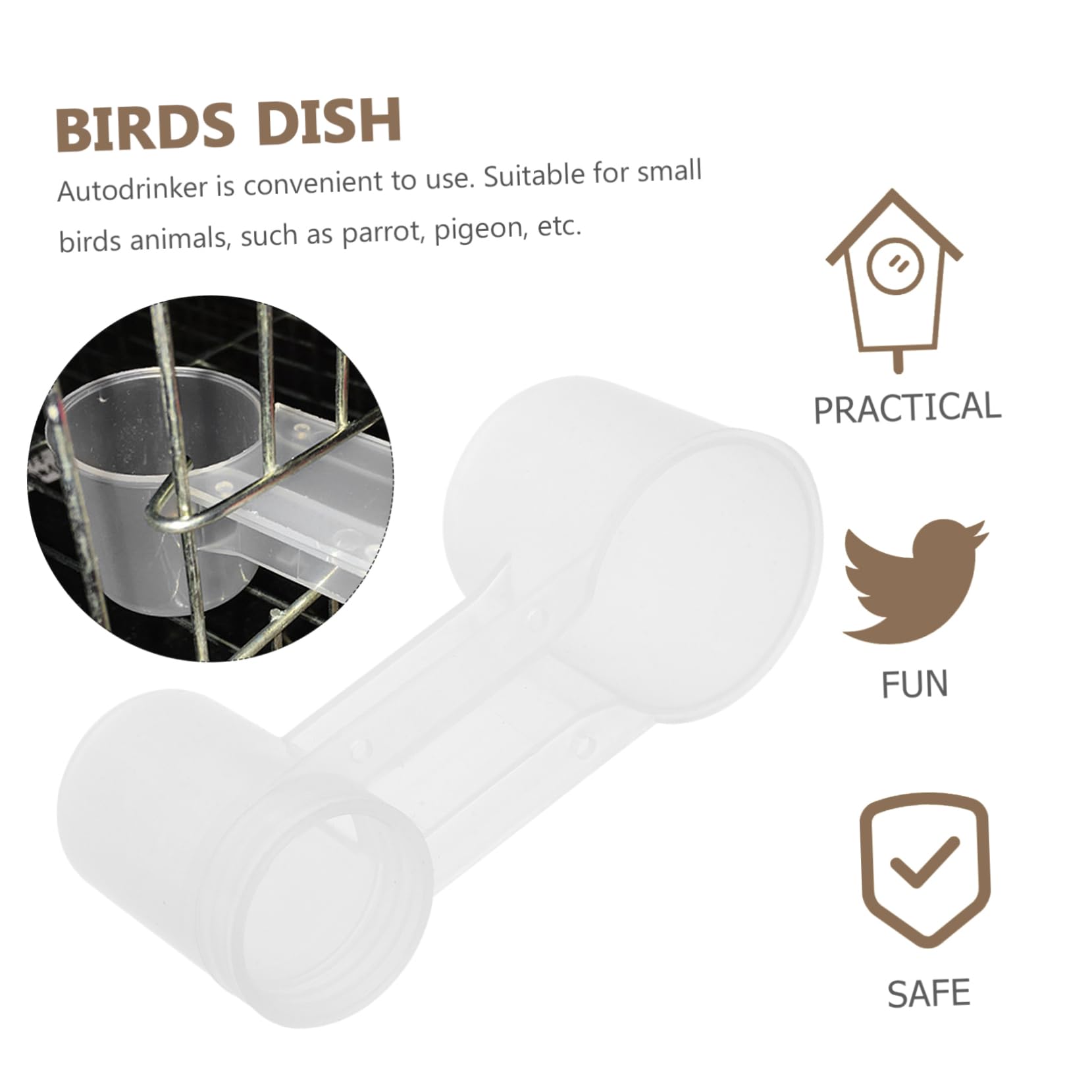Abaodam Bebedero Automático y Diseño Innovador Doble Puerto para Aves y Loros Plástico Resistente Pack de 10 Unidades para Uso en Casa o Conservación