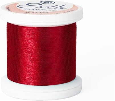 YLI Threads Silk Thread 100 wt Fine Japanese Silk for Applique, EPP, and Quilting - Chinese Red