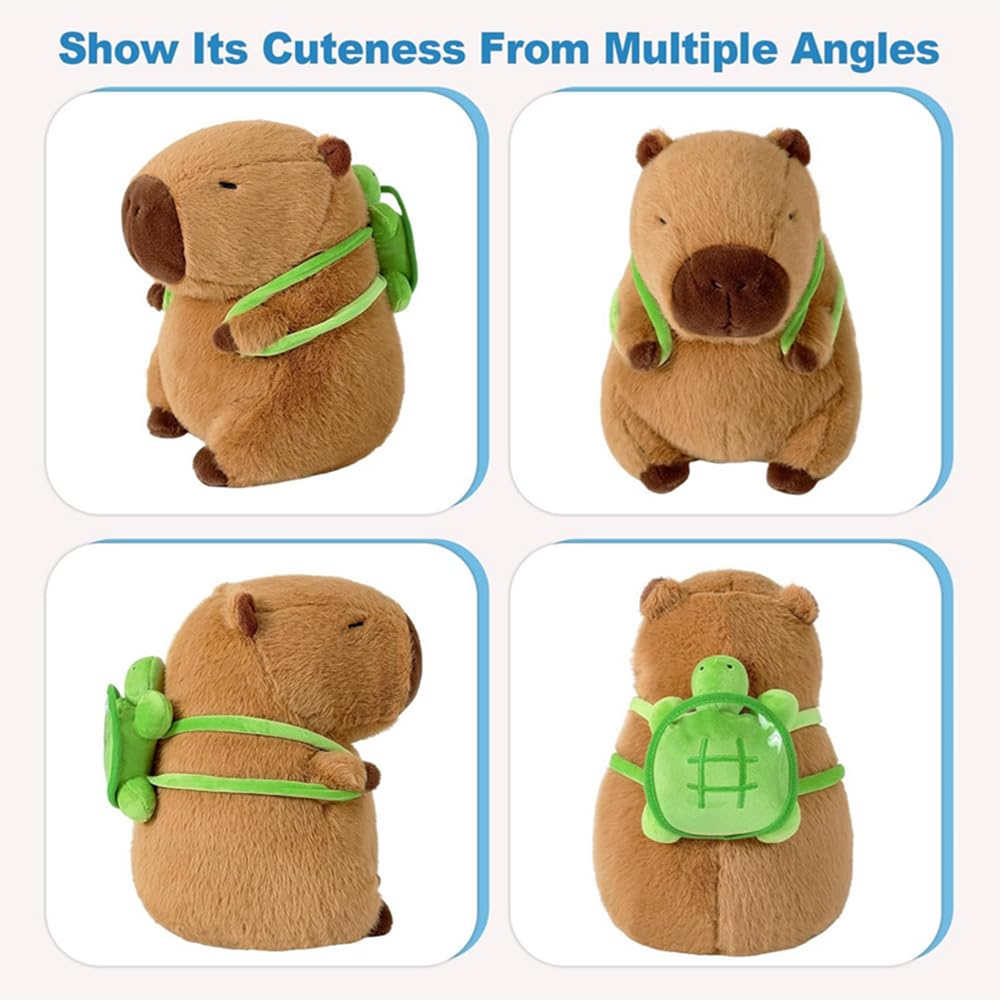 NatureMan's Cute Capybara Stuffed Animal (Kawaii 30cm Plush Toys for Girls Kids & Adults) - Capybara-Turtle Backpack - Image 2