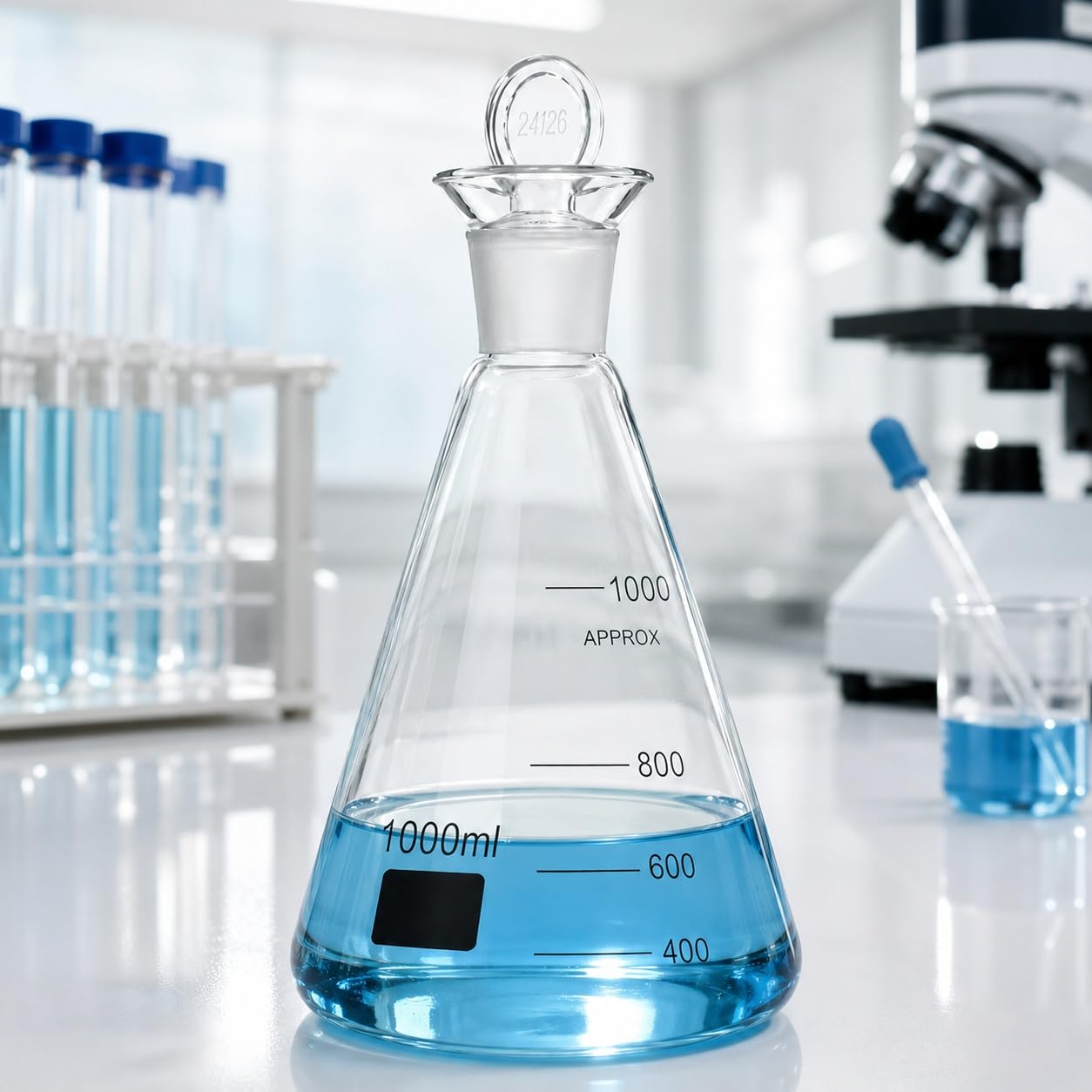 Jodzahlkolben mit Wasserverschluss Glasstopfen Laborware-3000ml 24#