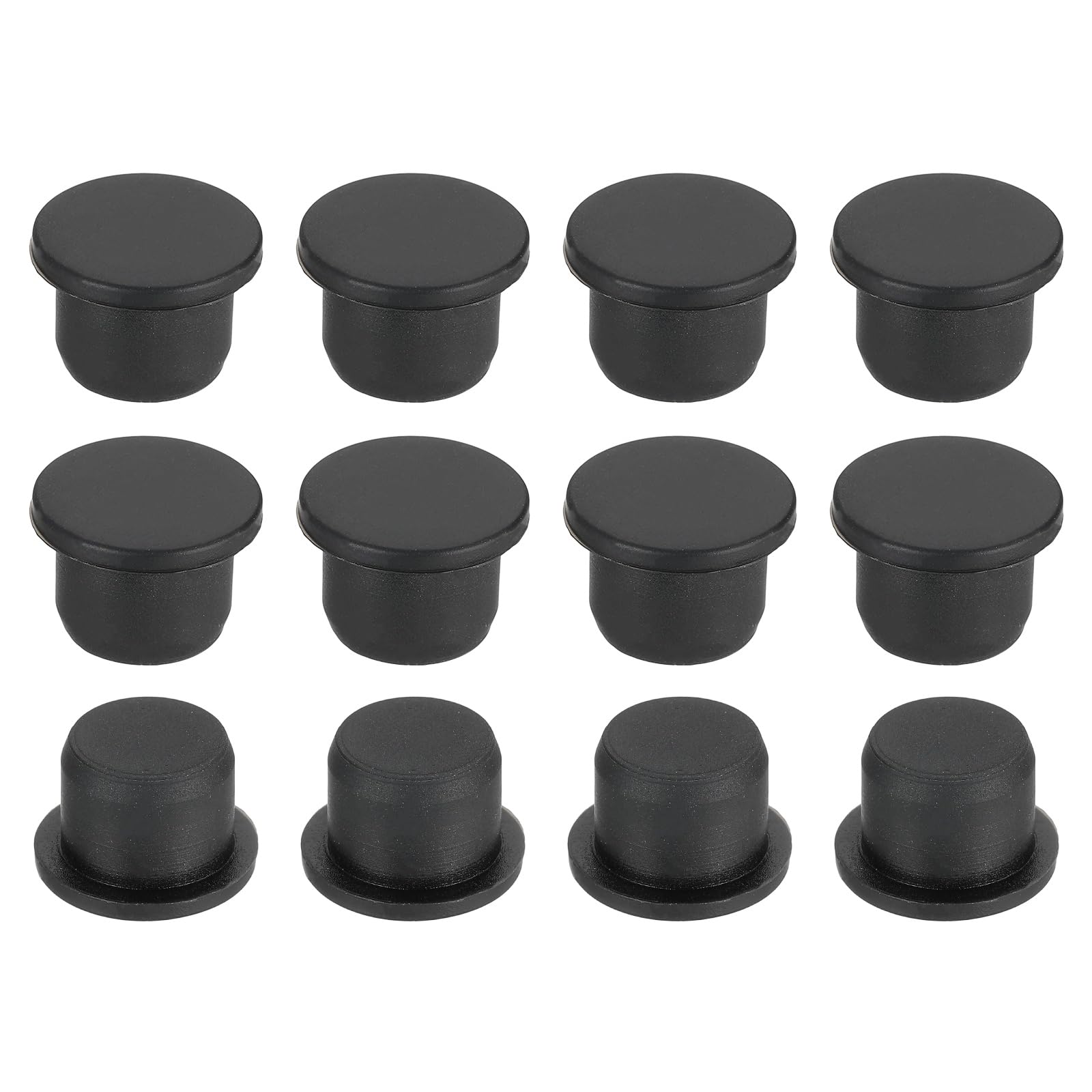 sourcing map 35Pcs Silicone Hole Plug 14mm, Black High Temp T Type Rubber Stoppers for 13-13.8mm Hole, Solid Waterproof Button Hole End Covers for Powder Coating, Sealing Plugs, Pipe Holes