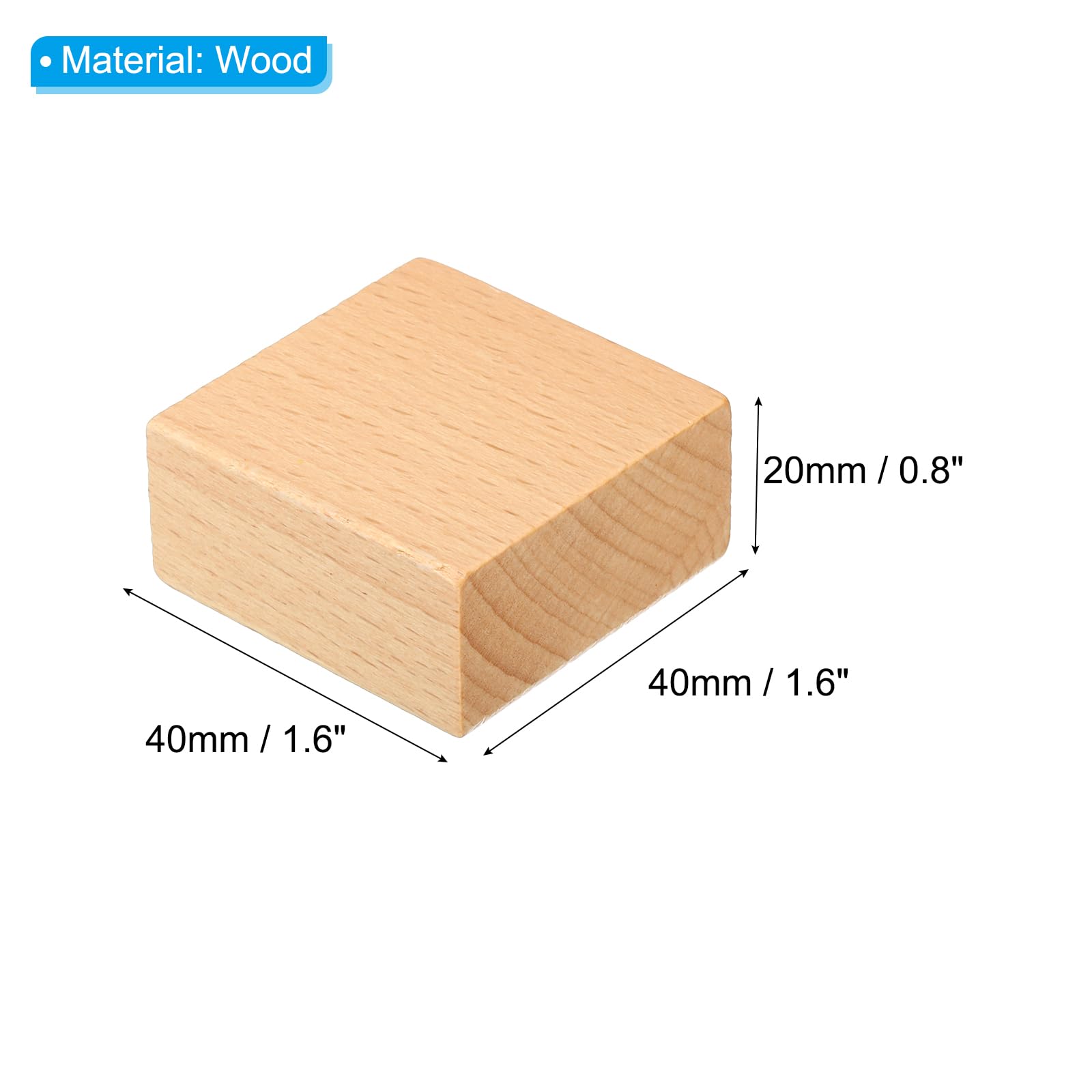 PATIKIL 40x40mm Blank Wood Rubber Stamp Mounts - Image 2