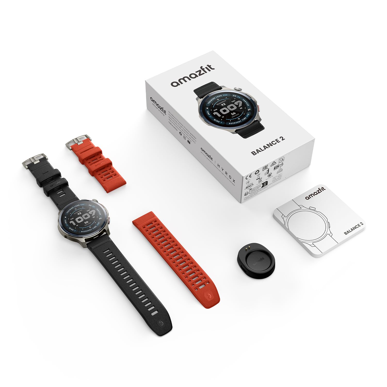 Amazfit Balance 2 Smartwatch 47mm, AMOLED 1,5", Mappe Offline, GPS Dual Band, 21 Giorni Batteria, Oltre 170 Modalità Sportive, HYROX e Golf, Allenamento di Forza, Cardio & Sonno per Android e iPhone