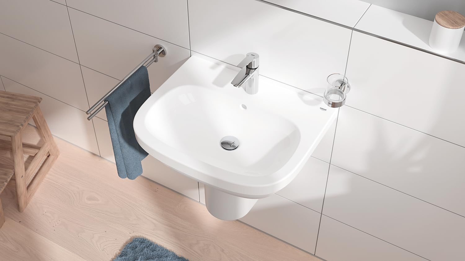 Grohe Start QuickFix- Grifo de lavabo monomando S (vaciador push-open, menor consumo de agua, instalación rápida, altura 165mm), cromo, 23550002