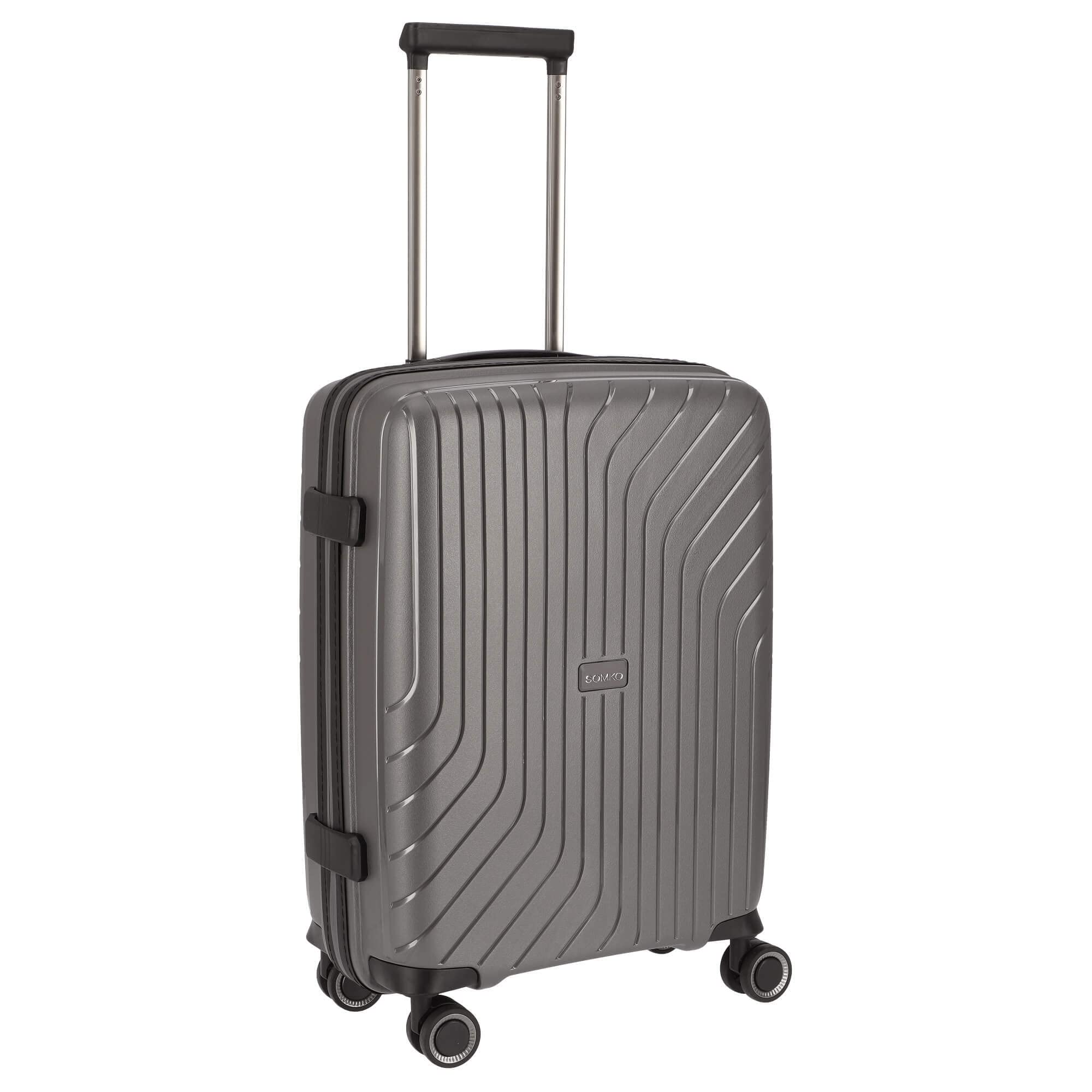 Wave Valigia rigida Bagaglio a mano Trolley cabina 55cm Antracite, 4 ruote doppie, lucchetto TSA, espandibile, polipropilene leggero | 36L