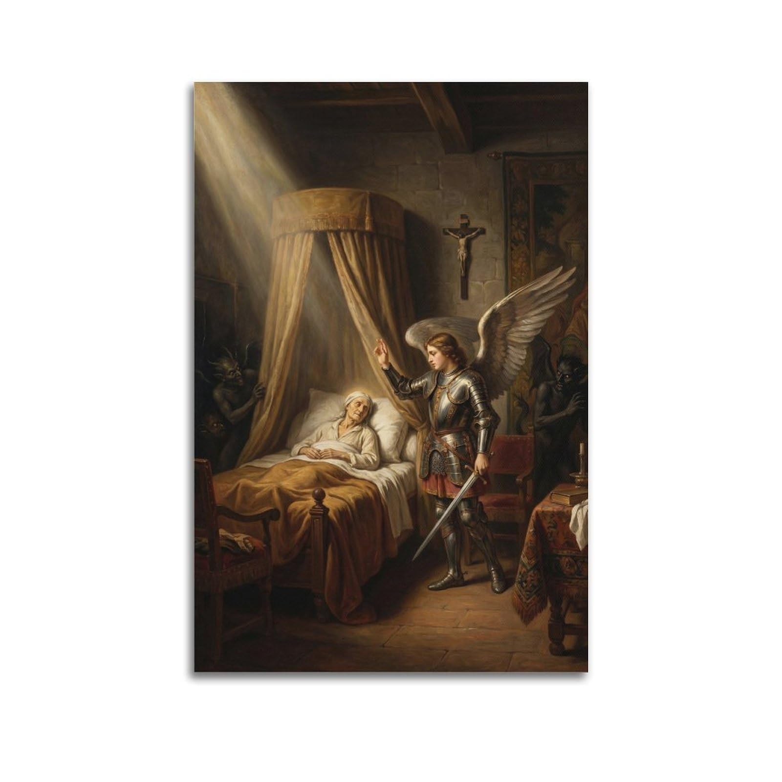 OKNGB Religious Bible Poster St Michael The Archangel Guardian Soul Decorative Painting Canvas Art Picture 20x30inch(50x75cm)