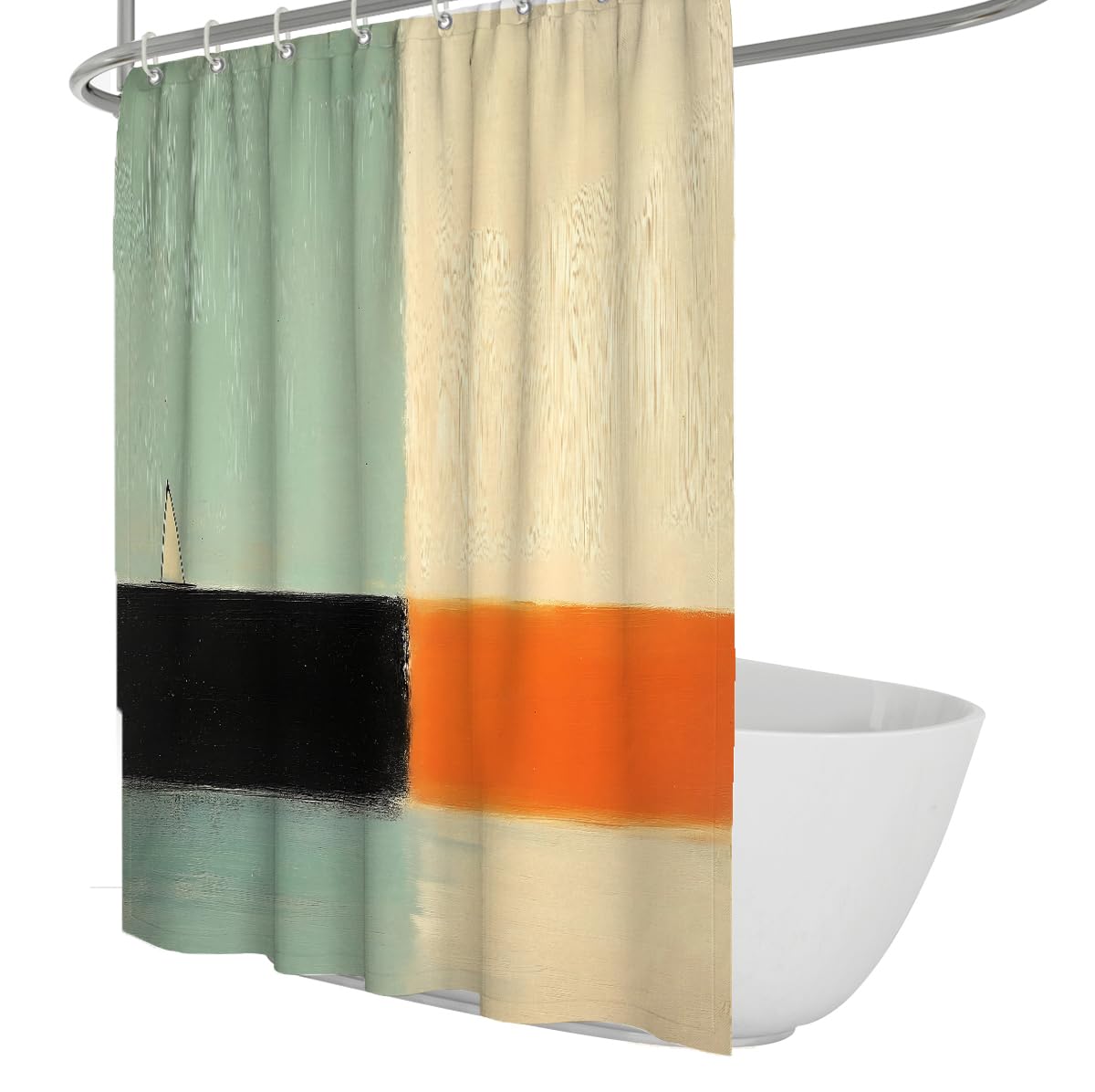 OLLIAR Home Abstract Shower Curtain Modern Minimalist Art Geometric Color Block Watercolor Bathroom Decor Waterproof Fabric Bath Curtain with Hooks 240x180cm