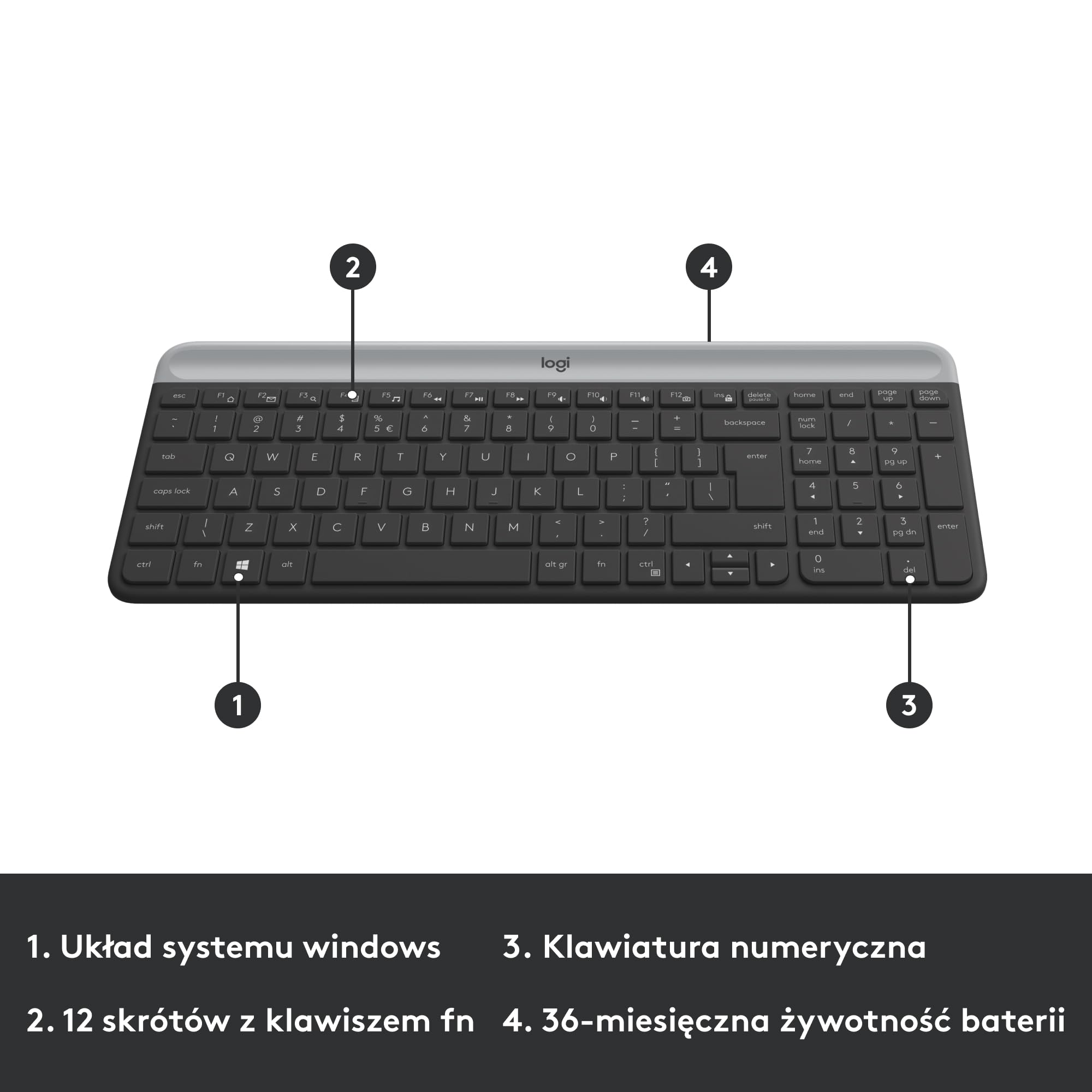 Logitech Desk Mat - Studio Series, Wielofunkcyjna duża mata na biurko, szeroka podkładka pod myszkę, MK470 Smukła klawiatura i mysz bezprzewodowa, zgodność z Windows, US INT'L - Czarny