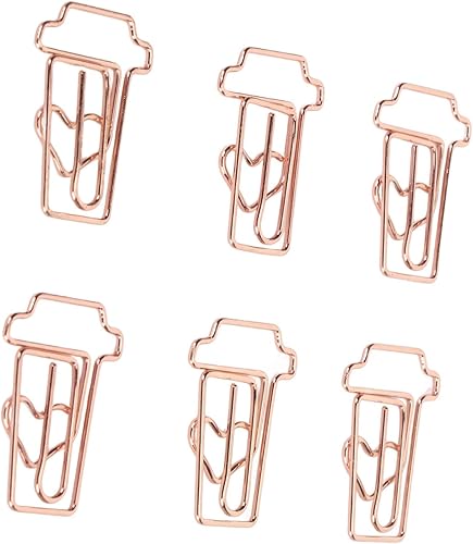 Miniatura 8 de 100 clips de papel de metal en forma de taza de café, bonitos marcadores de papel marcado documento organizador clip para suministros de oficina,
