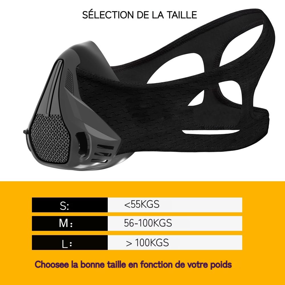 Sport Masks for Fitness Running Training High Altitude Face Mask for Resistance,Cardio,Endurance Improving (Blanc, M)