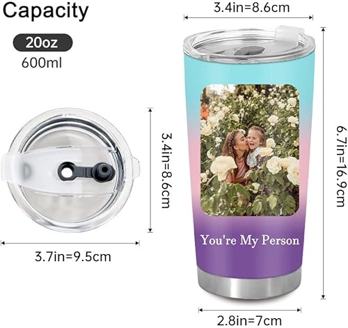 Miniatura 6 de Vaso de café personalizado con texto fotográfico, imágenes personalizadas, vasos de café de 20 onzas, taza de viaje personalizada de acero