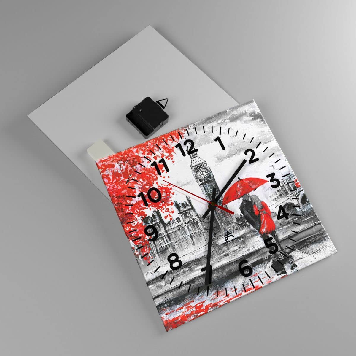 Orologio da Parete in Vetro Londra l'architettura il Big Ben 40x40cm Piccolo Moderno Orologio da Muro Per Casa Cucina Soggiorno Silenzioso Wall Clock Decorazione Orologio da Appendere - C3AR40x40-3153