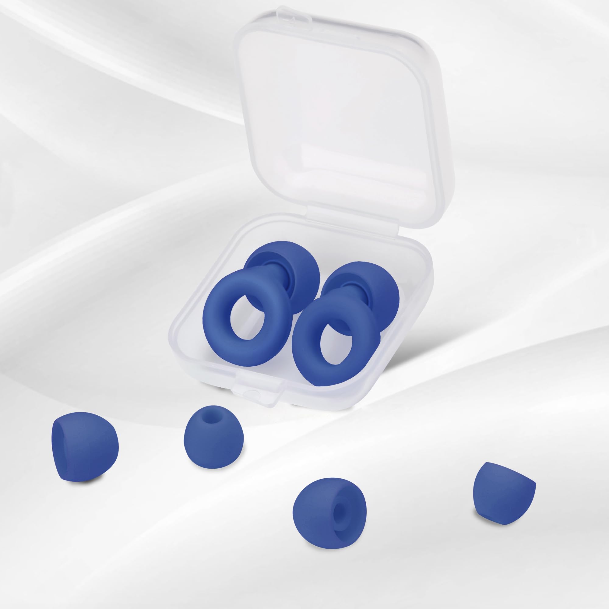 Tapones para los oídos: reutilizables, mejoran el descanso, lavables, de silicona, para viajar, centrarse en el aprendizaje y mejorar la duración del sueño profundo (azul, talla única)