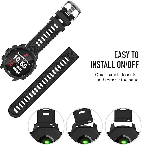 Miniatura 5 de NotoCity for Garmin Forerunner 645 Band, 245 Band, 20mm Replacement Strap Soft Silicone for Vivoactive 3 Negro -,Fucsia,Verde