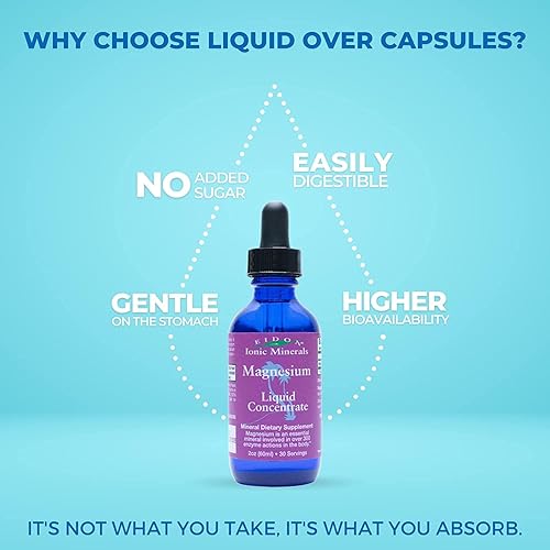 Miniatura 3 de Eidon - Concentrado líquido de magnesio Suplemento iónico de gotas de magnesio para adultos, hombres y mujeres, apoya la relajación muscular, sin