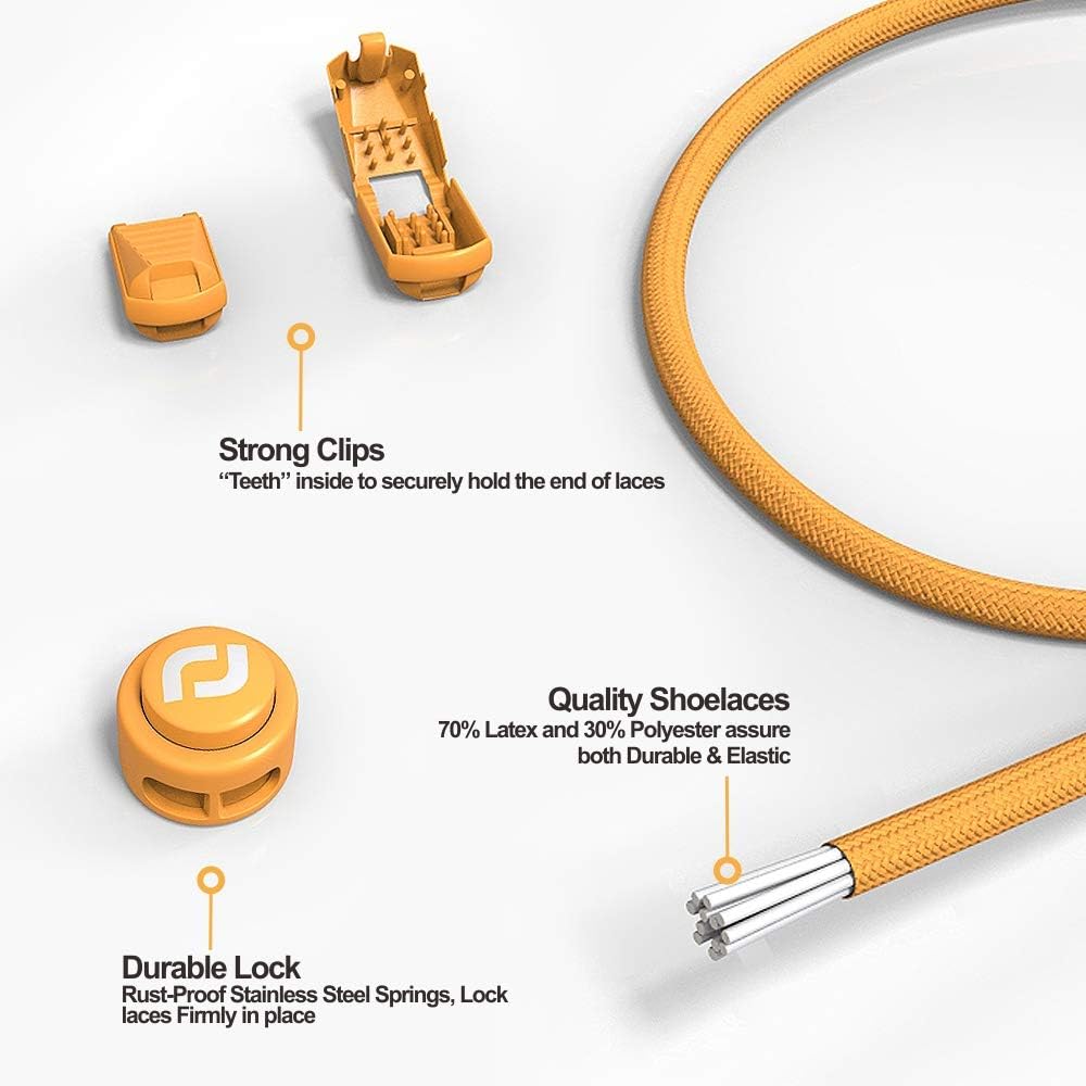 RJSport Tieless Elastic Shoe Laces Heavy Duty No Tie Shoelaces for Kids and Adult with Strong