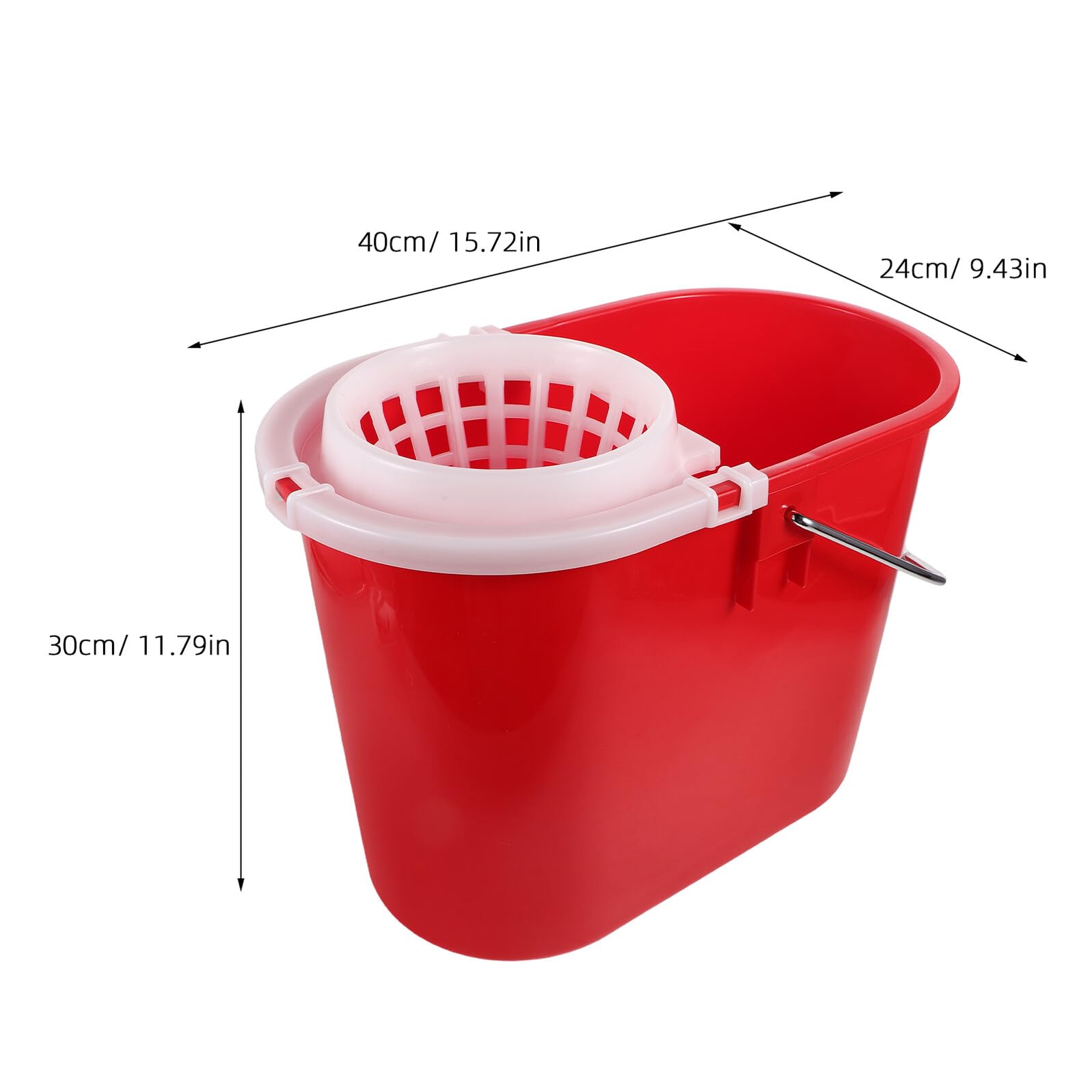 Cubo de Limpieza Comercial Rojo 236 para Fregona Redonda, Cubo de Plástico Reforzado con Asa Antideslizante, Repuesto para Hoteles y Limpieza Doméstica, Balde Compacto para Fregar
