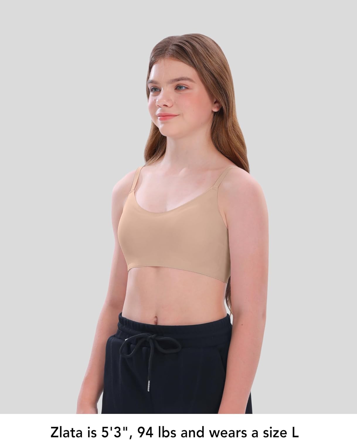 SALIA GIRL Soft Fixed Padding Training Bras for Girls, Seamless Cami Sports Bras for Teens 10-14, Adjustable Strap Design - Image 3