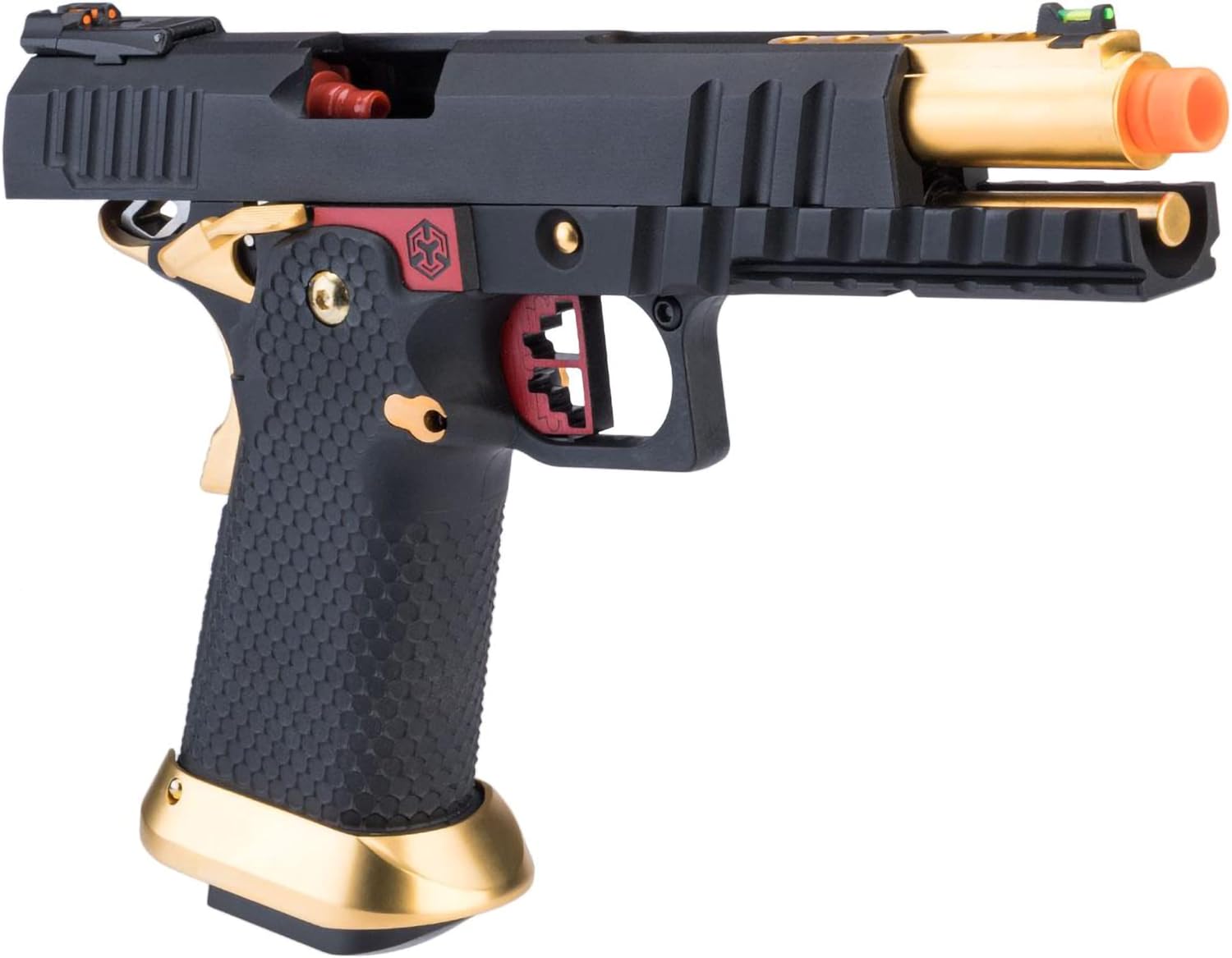 Evike Airsoft - AW Custom Full Auto Ace Competitor Hi-CAPA Gas Blowback Airsoft Pistol (Package: Red/Green Gas/Gun Only)