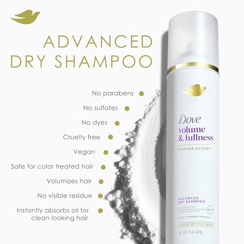 Dove Advanced Advanced Dry Shampoo Volume & Fullness Refresh & Revive Flat Hair Without Water for 2 Days of Freshness & Bounce 7.3 oz
