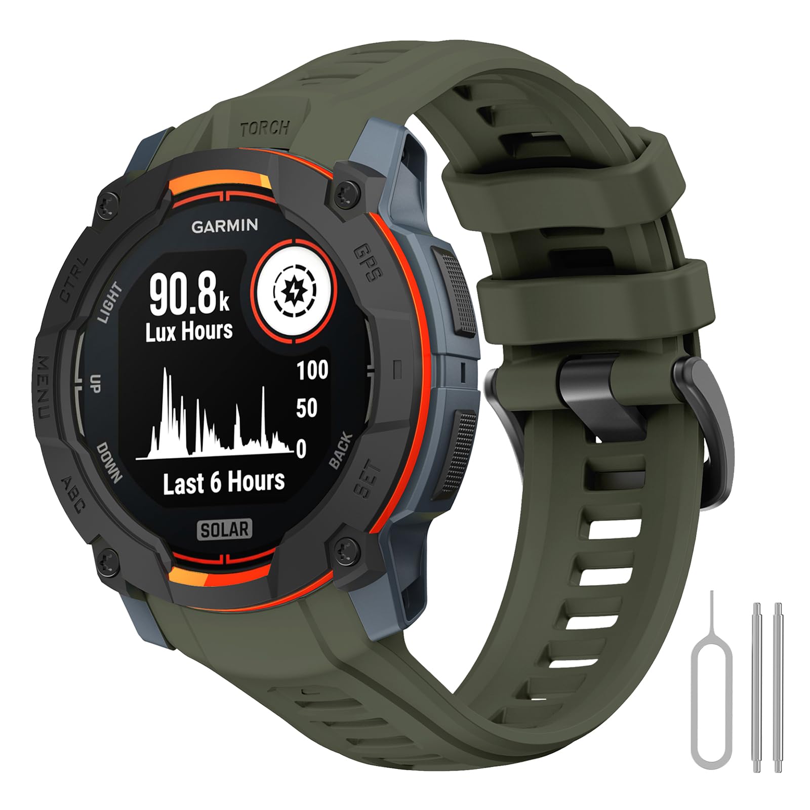Strap Compatible with Garmin Instinct 3 45mm, Replacement Wristband in Soft Silicone Sport Compatible with Garmin Instinct 3/E 45mm with Adapter Tools