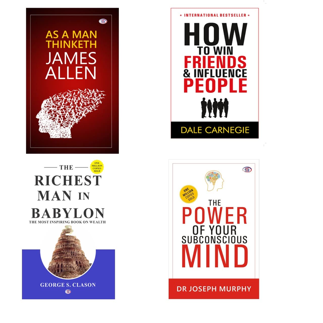 As a Man Thinketh + Think & Grow Rich + The Richest Man in Babylon + The Power of Your Sub.Mind (Combo of 4 Motivational Books) Paperback – 22 October 2022