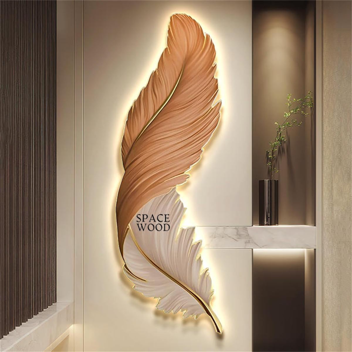 See full amazon price history chart for SPACE WOOD Royal Led Wall Sconce for Bedroom Luxury Best Living Room Light Fixture Modern Feather Design Indoor Lustre Wood Lamps (Orange White, 36X14) SPACE WOOD Royal Led Wall Sconce for Bedroom Luxury Best Living Room Light Fixture Modern Feather Design Indoor Lustre Wood Lamps (Orange White, 36X14) (B0DD3JD8PZ) Amazon Price History, Amazon Price Tracker