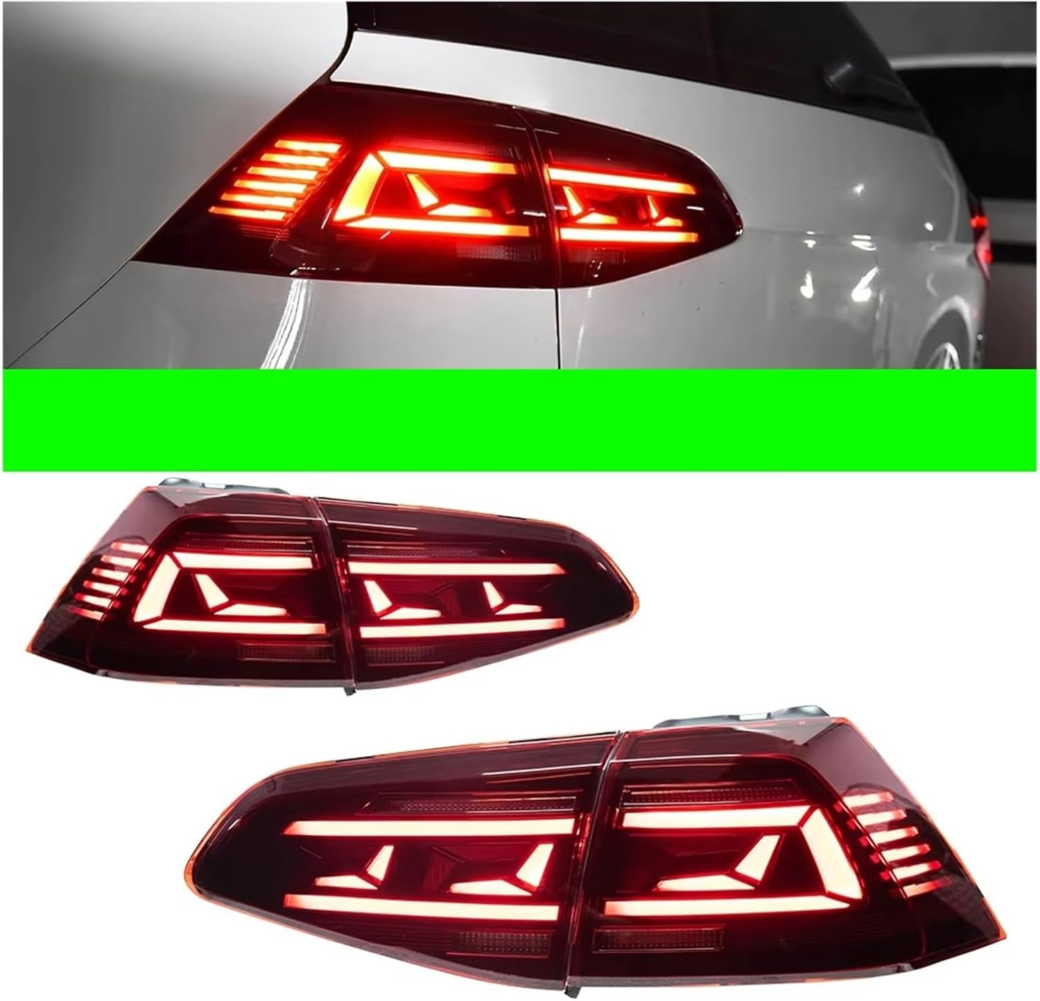 Car Lights For Compatible With VW Golf 7 Tail Light 2013-2020 Golf 7.5 LED Rear Lamp Golf MK7 Stop DRL Brake Dynamic Signal Auto Accessories(For Halogen Black)
