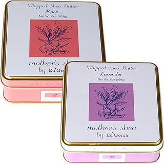 Mother's Shea Whipped Shea Butter (Rose & Lavender, 2 Pack) 100% Pure Raw Unrefined African Shea - Organic, Sustainably-So...