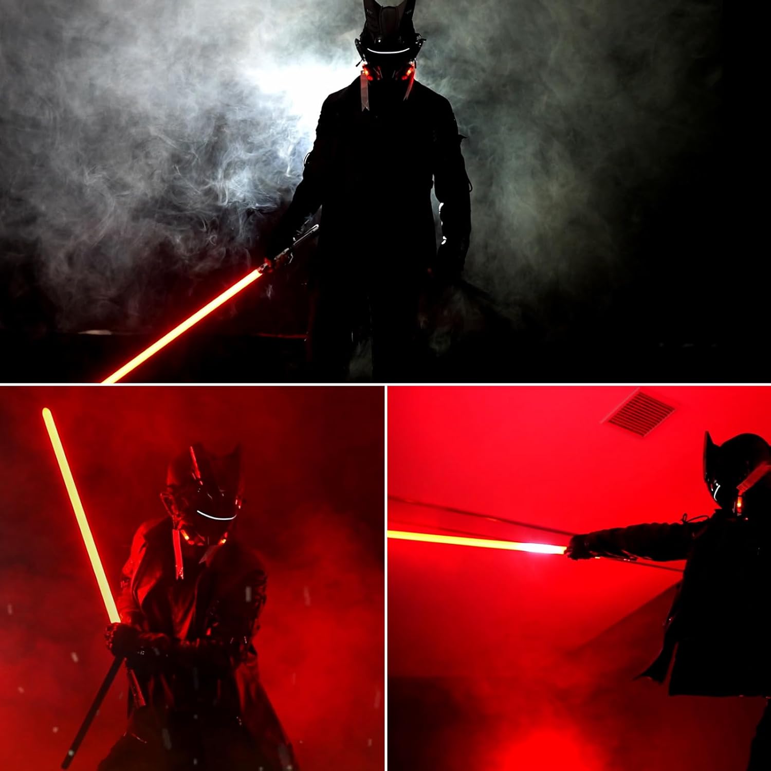 Metal Hill FX Dueling Motion Control Light Saber Heavy Duty Smooth Swing Lightsabers with 16 Sounds Fonts 16 RGB Infinite Color Changing （Black Handle）