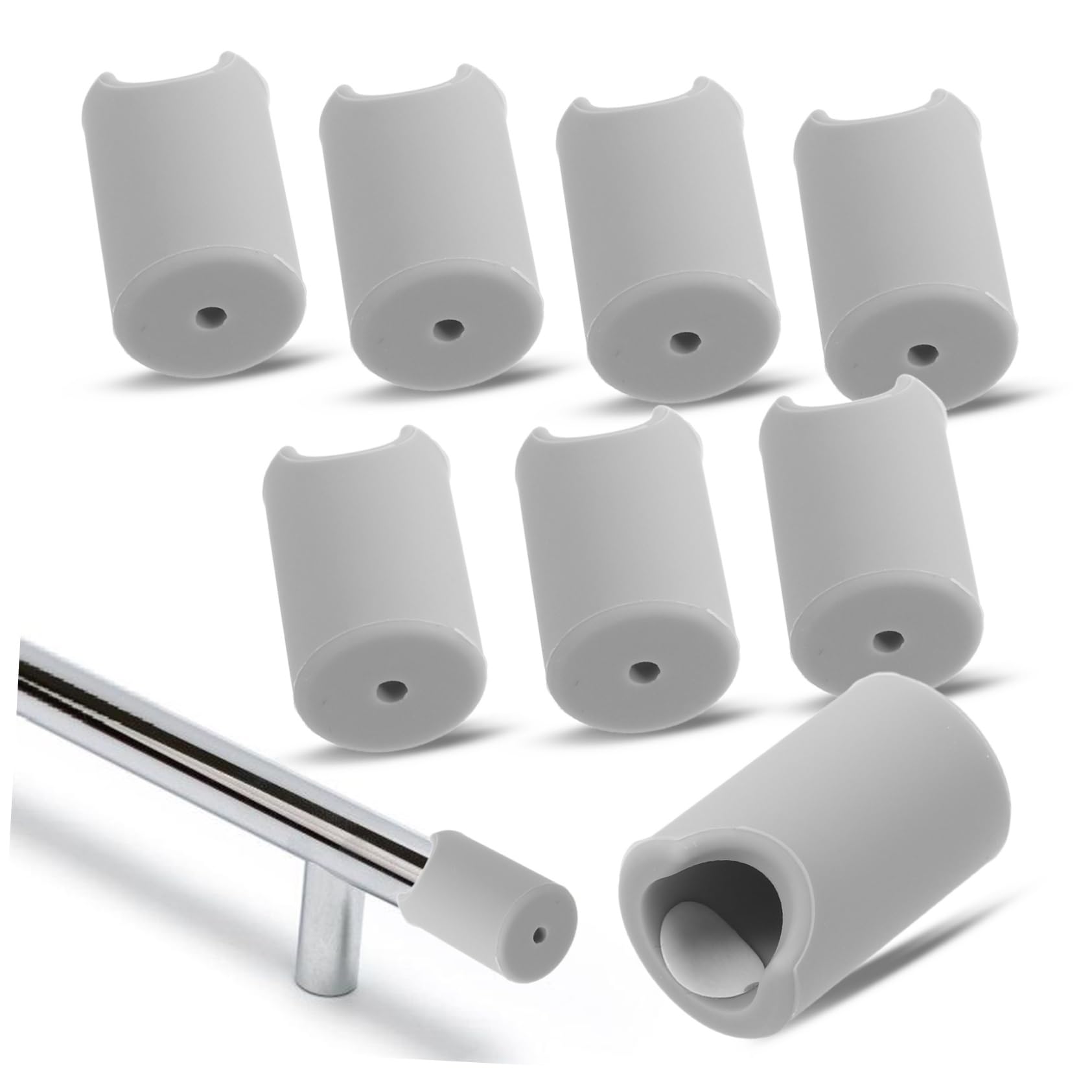 DOITOOL 8pcs Silicone Furniture Handle Corner Protectors Stylish Safety Guards for Wardrobe and Drawer Handles Easy Install Edge Covers for Collision Protection Grey