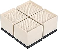 Vista 15 de uxcell Elevadores de muebles de 1.5 pulgadas, 4 elevadores de cama rectangulares ajustables para extensor, para cama, escritorio, sofá, mesa, Beige