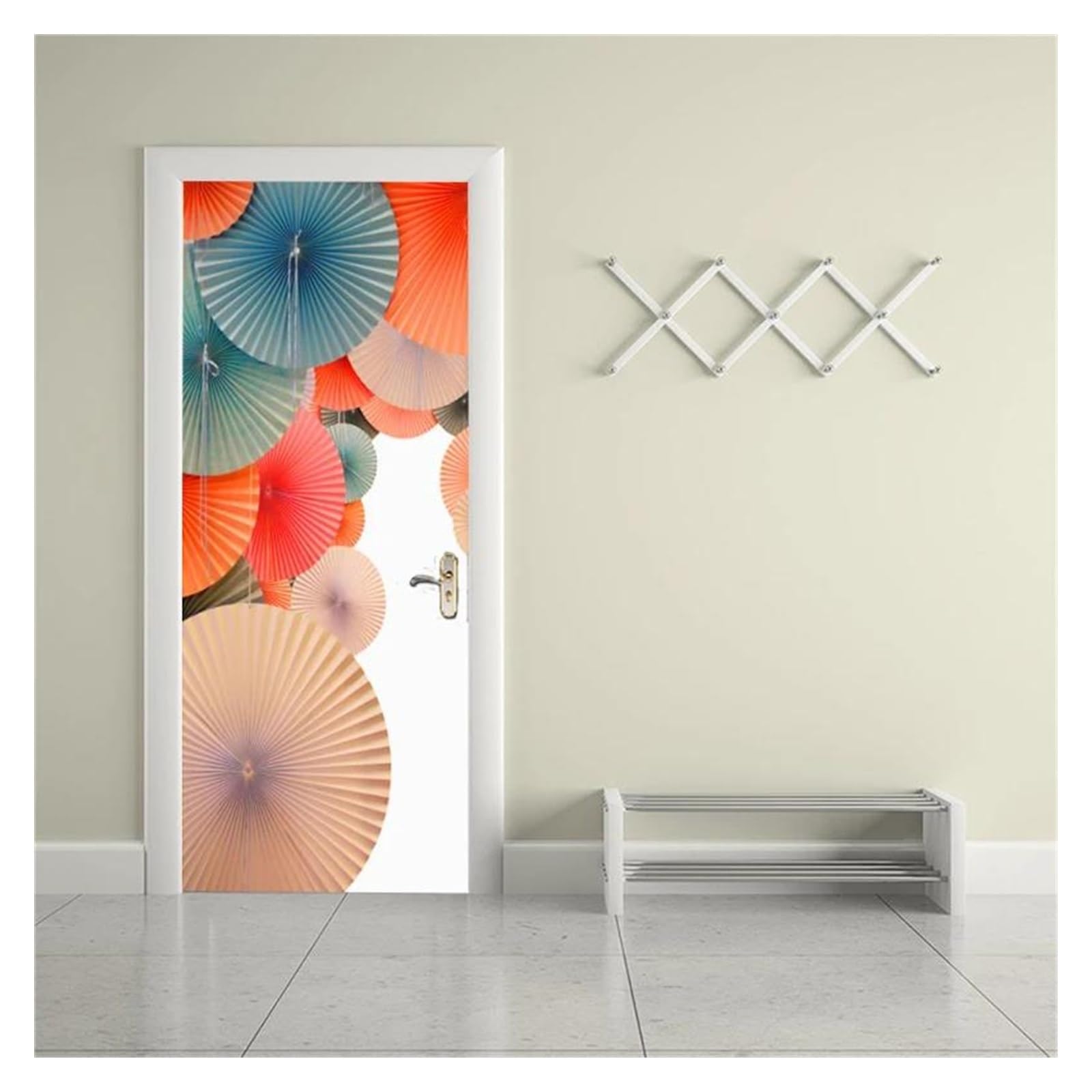Papier peint de porche abstrait et couverture de porte adhésive 77x200cm