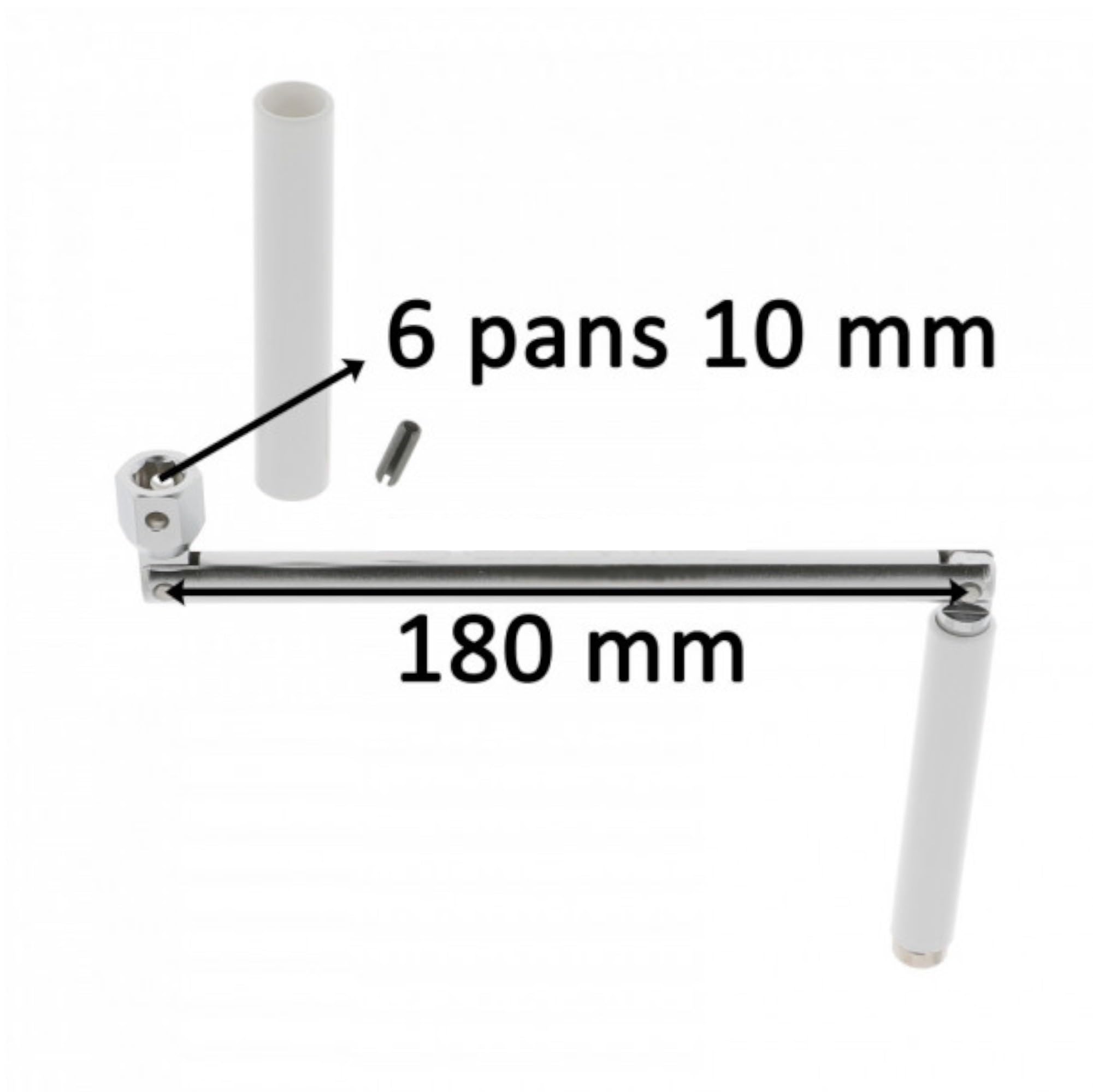 cyclingcolors Poignée de manivelle articulée pour volet roulant en acier avec contre-poignée et goupille Store Fenêtre Baie vitrée Mécanisme, 6 pans 10mm longueur 325mm