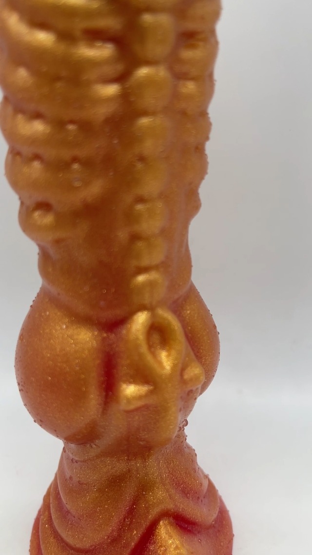 FlirtyDawg Fantasy Dildo Knotted Anubis Color Golden Platinum Silicone Monster Alien Adult Anal Toy on Amazon Live