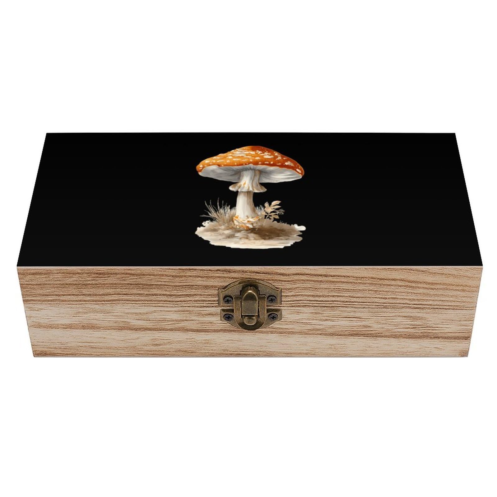 HLBSDM Vintage Mushroom Wooden Storage Box Craft Memory Keepsake Treasure Chest Box Jewelry Organizer