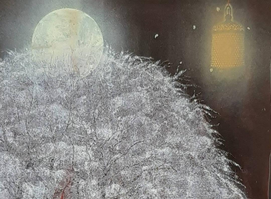 智内兄助、「小倉百人一首 No.61 いにしへの」、希少画集の額装画