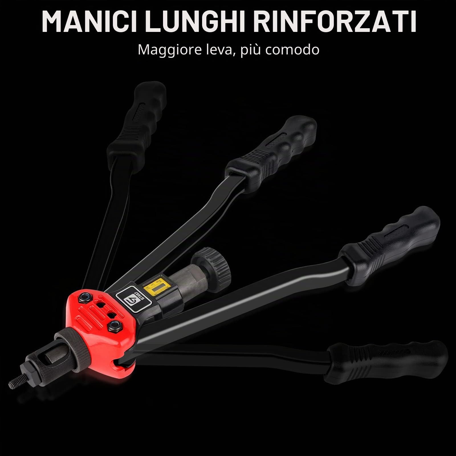 Giantisan Utensile per dadi per rivetti da 40,6 cm, kit con 12 mandrini metrici e SAE, dadi per rivetti, 176 pezzi e robusta custodia per il trasporto