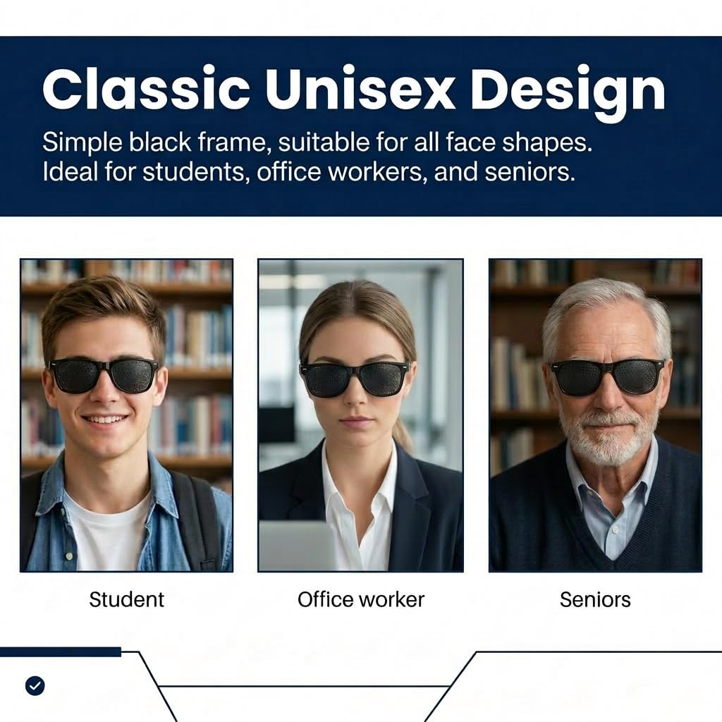2 Pièces Lunettes Sténopéïques Unisexes à Grille pour Entraînement et Relaxation des Yeux, Lunettes à Trous avec Branches Pliables pour Réduire la Fatigue Oculaire, Idéales pour Écrans et Lecture