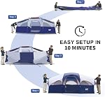 CAMPROS CP Tent 8 Person Camping Tents, Weather Resistant Family Tent, 5 Large Mesh Windows, Double Layer, Divided Curtain for Separated Room, Portable with Carry Bag