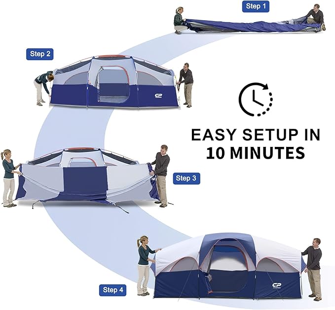 Carpa para 8 Personas CAMPROS CP, Impermeable, Doble Capa, Ventanas de Malla miniatura 2