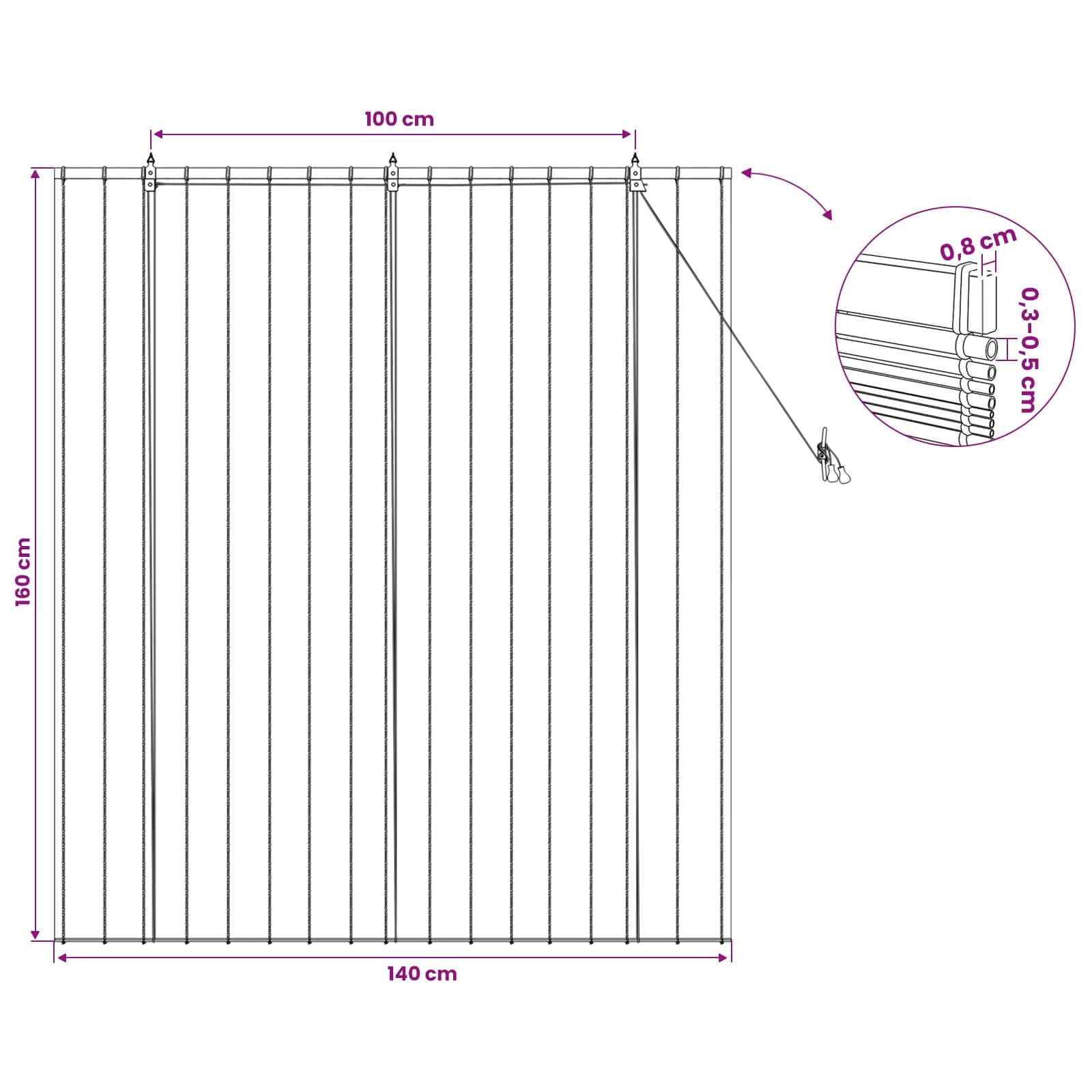 Store enrouleur en roseau naturel 140 x 160 cm