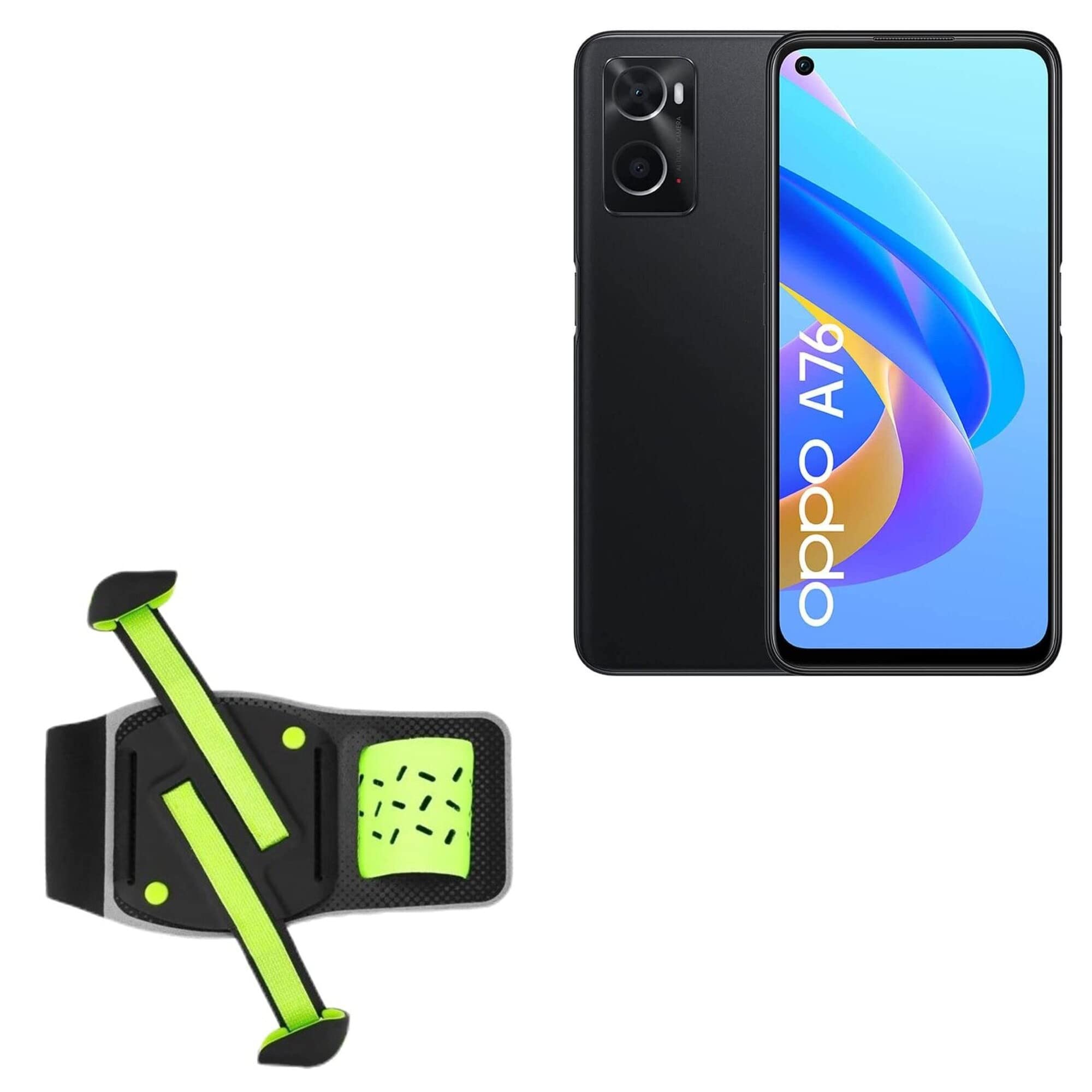 BoxWave Holster Compatible with Oppo A76 - FlexSport Armband, Adjustable Armband for Workout and Running - Stark Green