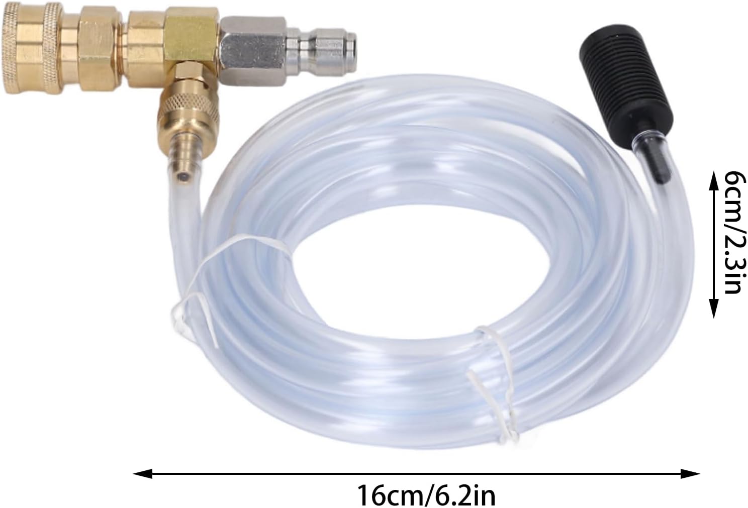 Stainless Brass Chemical Injector, Adjustable Downstream Injector for Pressure Washer 5000 PSI with 9.8ft Pipe