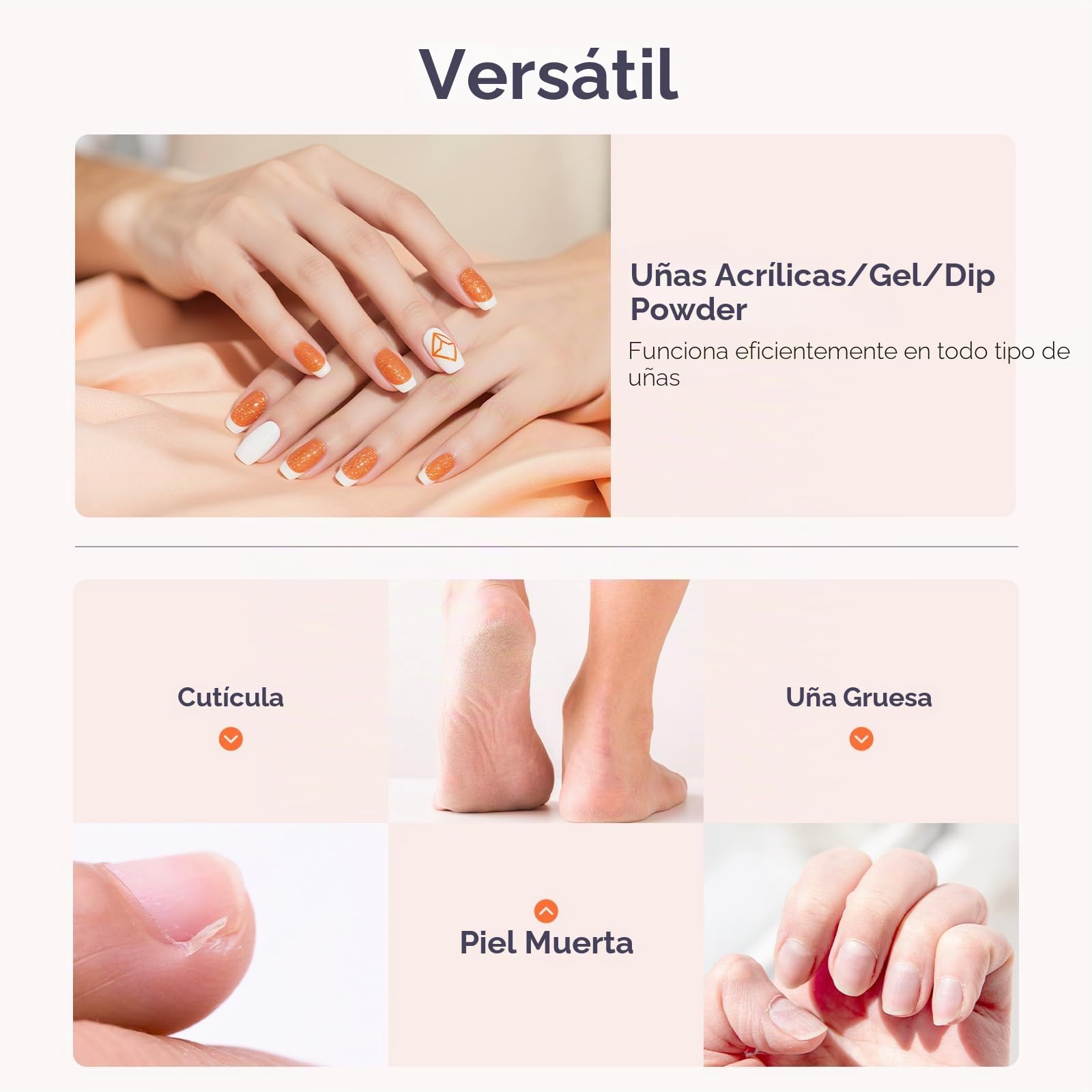 Delanie torno para uñas inalámbrica profesional 35000 RPM, lima de uñas eléctrica recargable con pausa bonton para manicura y pedicura | Manicura de uñas acrílicas con 7 brocas para uso doméstico y salón recargable