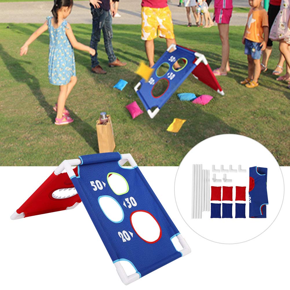 Karlak Tablero de Juego de Lanzamiento Puf, Disfrute Portátil Premium con 6 Pufs para Reuniones Al Aire, Lona Ligera y No Tóxica, Ideal para Actividades Familiares