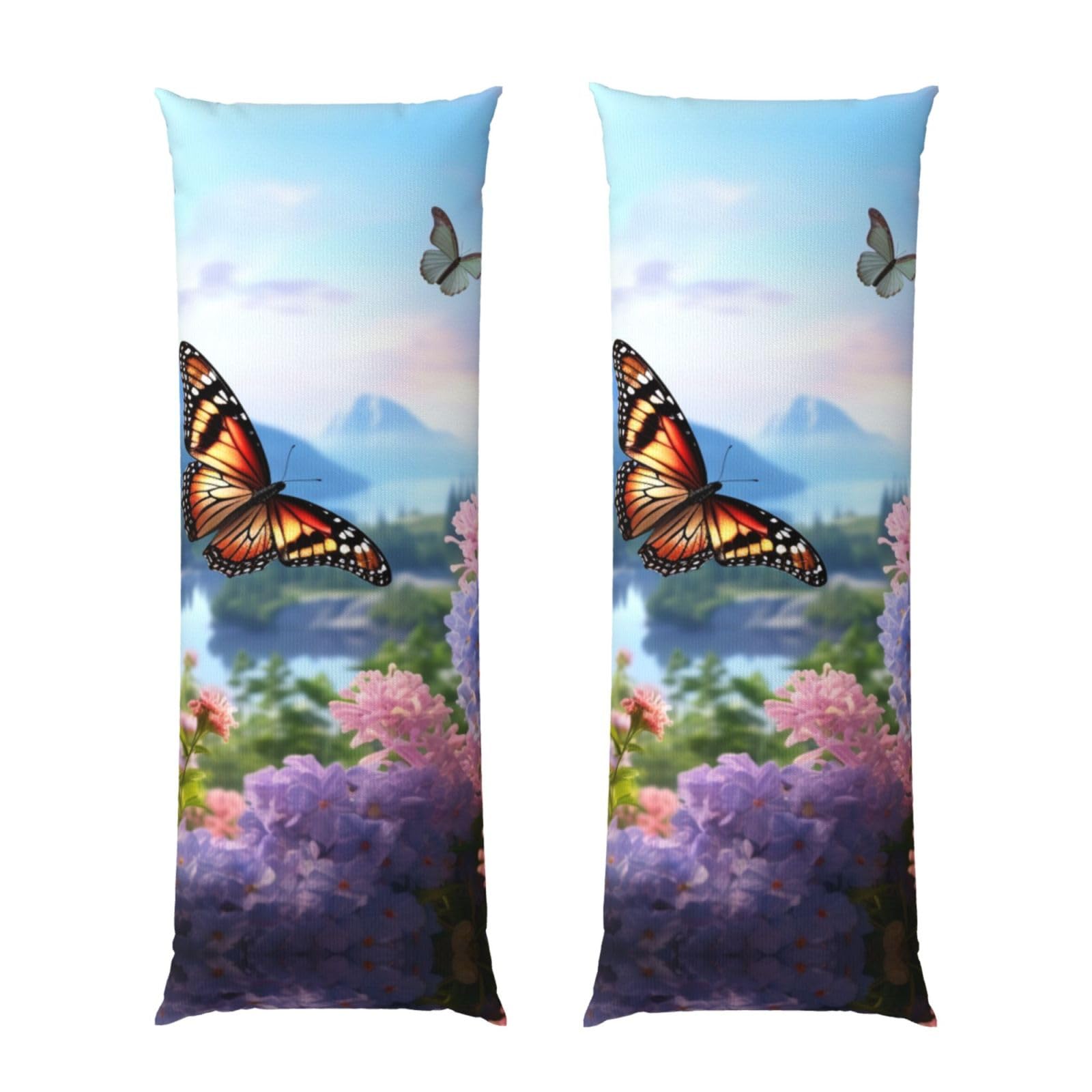 Housse de coussin de corps respirante motif papillon, taie d'oreiller longue et décorative