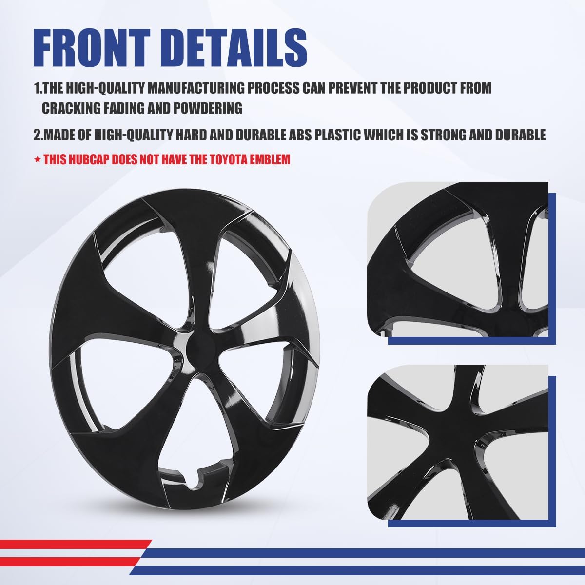 NIXON OFFROAD 15 Inch Hubcaps for Toyota Prius 2010-2015 [Only Fit Aluminium Alloy Wheel] Wheel Rim Cover (Set of 4) ABS+PC Hub Caps Replacement for Car (Black Lacquer, 5129Style)
