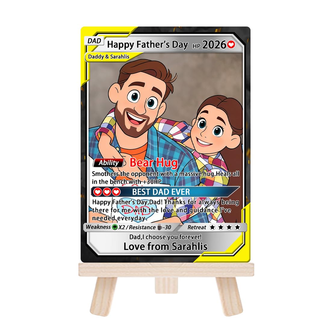 Personalised Father's Day Cartoon Anniversary Card Custom Name Photo Funny Dad Card Gift For Dad Family Father's Day Birthday Xmas (S 21)